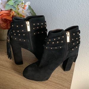 Jessica Simpson Black Suede & Gold Studded Boots